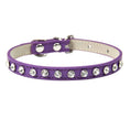 Load image into Gallery viewer, Collier avec Brillants en cuir durable pour petit chien et chat Oscar et Plume Violet / XS
