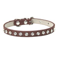 Load image into Gallery viewer, Collier avec Brillants en cuir durable pour petit chien et chat Oscar et Plume Marron / XS
