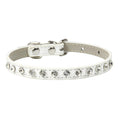 Load image into Gallery viewer, Collier avec Brillants en cuir durable pour petit chien et chat Oscar et Plume Blanc / XS
