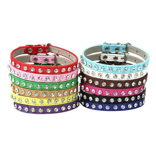 Collier avec Brillants en cuir durable pour petit chien et chat Oscar et Plume