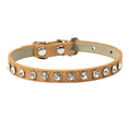 Load image into Gallery viewer, Collier avec Brillants en cuir durable pour petit chien et chat Oscar et Plume Kaki / XS
