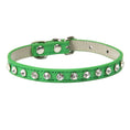 Charger l'image dans la visionneuse de la galerie, Collier avec Brillants en cuir durable pour petit chien et chat Oscar et Plume Vert / XS
