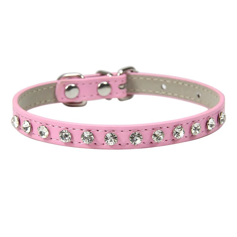 Collier avec Brillants en cuir durable pour petit chien et chat Oscar et Plume Rose / XS