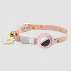 Collier avec porte-Airtag rose à motif floral avec breloque fleur et clochette dorée