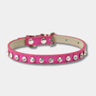 Collier brillant petit chien en cuir rose avec strass pour petits chiens par Oscar et Plume
