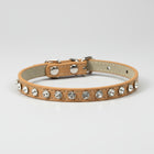 Collier brillant petit chien en cuir camel avec strass scintillants de Oscar et Plume