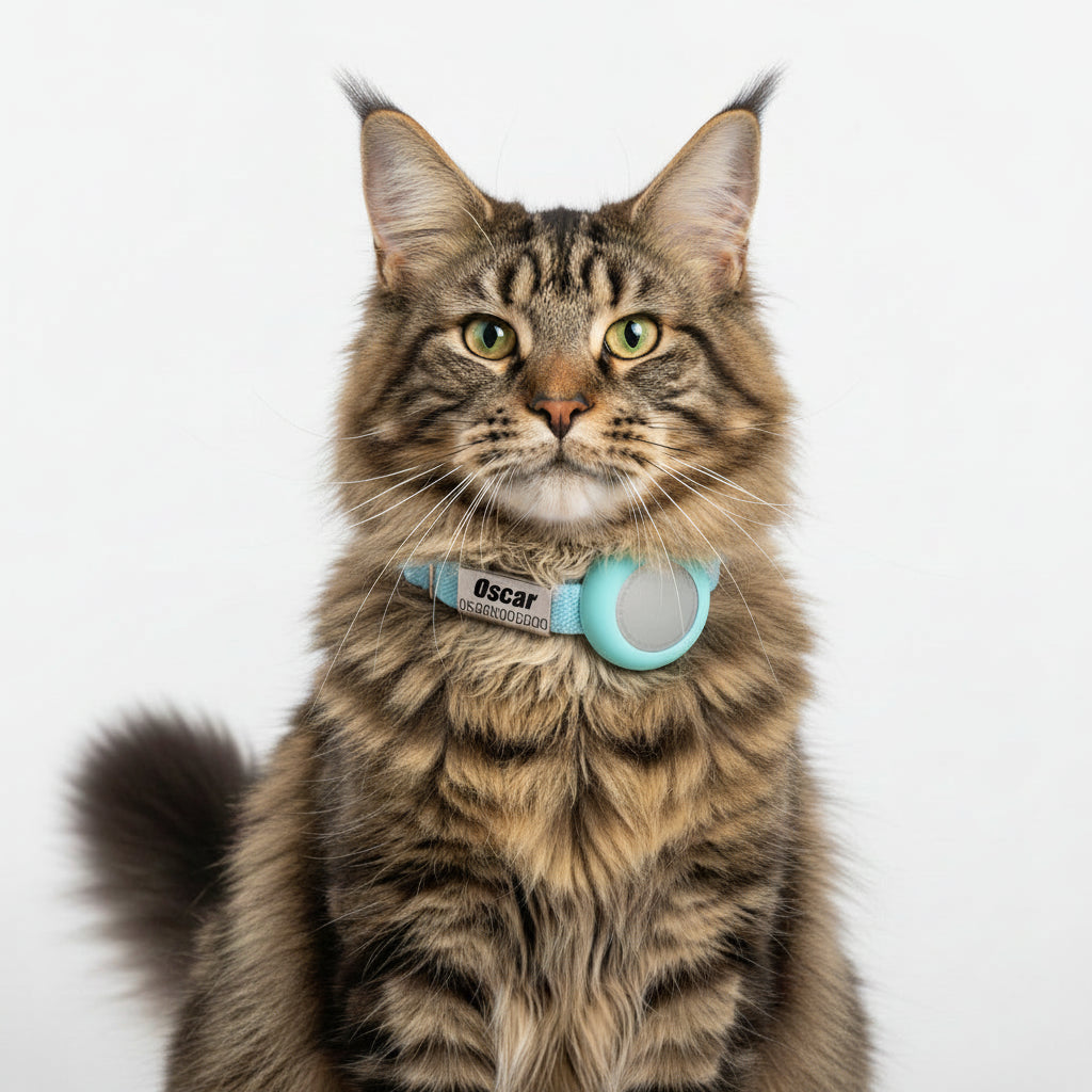 Collier chat anti étranglement en bleu clair avec une boucle sécurisée pour un ajustement confortable