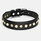 Collier chic chien chat en cuir noir orné de perles et strass pour un look élégant