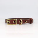 Collier chien cuir personnalisable en cuir brun avec boucle dorée et trous pour ajustement