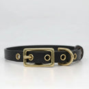 Collier chien cuir personnalisable noir avec boucle dorée et œillets pour un ajustement parfait