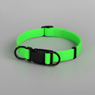 Collier chien imperméable vert fluo avec boucle noire et anneaux solides
