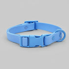 Collier chien PVC résistant bleu de la marque Oscar et Plume avec boucle et anneau solide