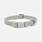 Collier chien PVC résistant gris clair avec boucle et anneau pour attache de laisse