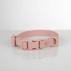 Collier chien PVC résistant rose pâle avec boucle réglable et anneau métal par Oscar et Plume