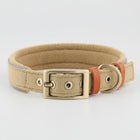 Collier chien réglable en coton avec boucle en métal doré, design chic et confortable