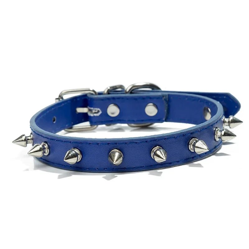 Collier clouté en cuir durable pour chien Oscar et Plume Bleu / S