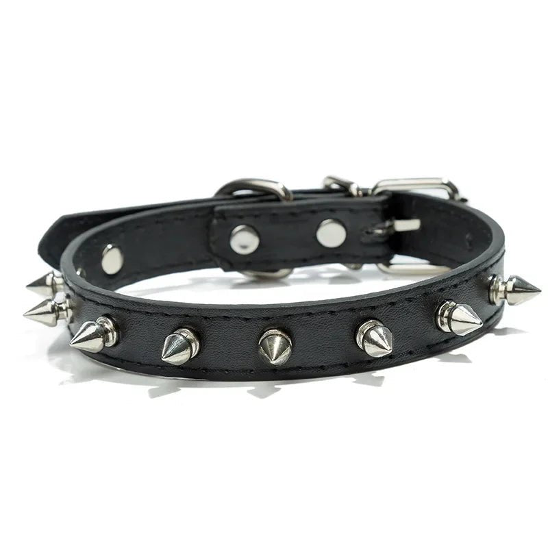 Collier clouté en cuir durable pour chien Oscar et Plume Noir / S