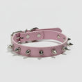 Charger l'image dans la visionneuse de la galerie, Collier clouté pour chien rose avec pics métalliques argentés de la marque Oscar et Plume
