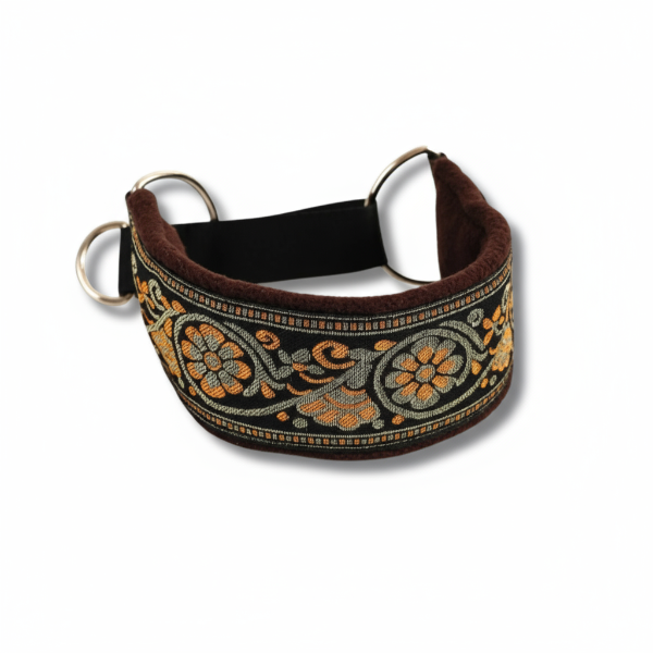 Collier confortable lévrier avec un design brodé coloré et une doublure douce