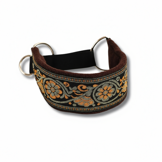 Collier confortable lévrier avec un design brodé coloré et une doublure douce