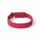 Collier couture chien rose foncé avec boucle métallique dorée par Oscar et Plume