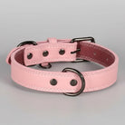 Collier cuir chien design rose avec boucle et rivets métalliques par Oscar et Plume