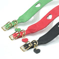 Load image into Gallery viewer, Collier cuir pour lévrier en rouge, vert et noir avec coeurs décoratifs et boucle en métal
