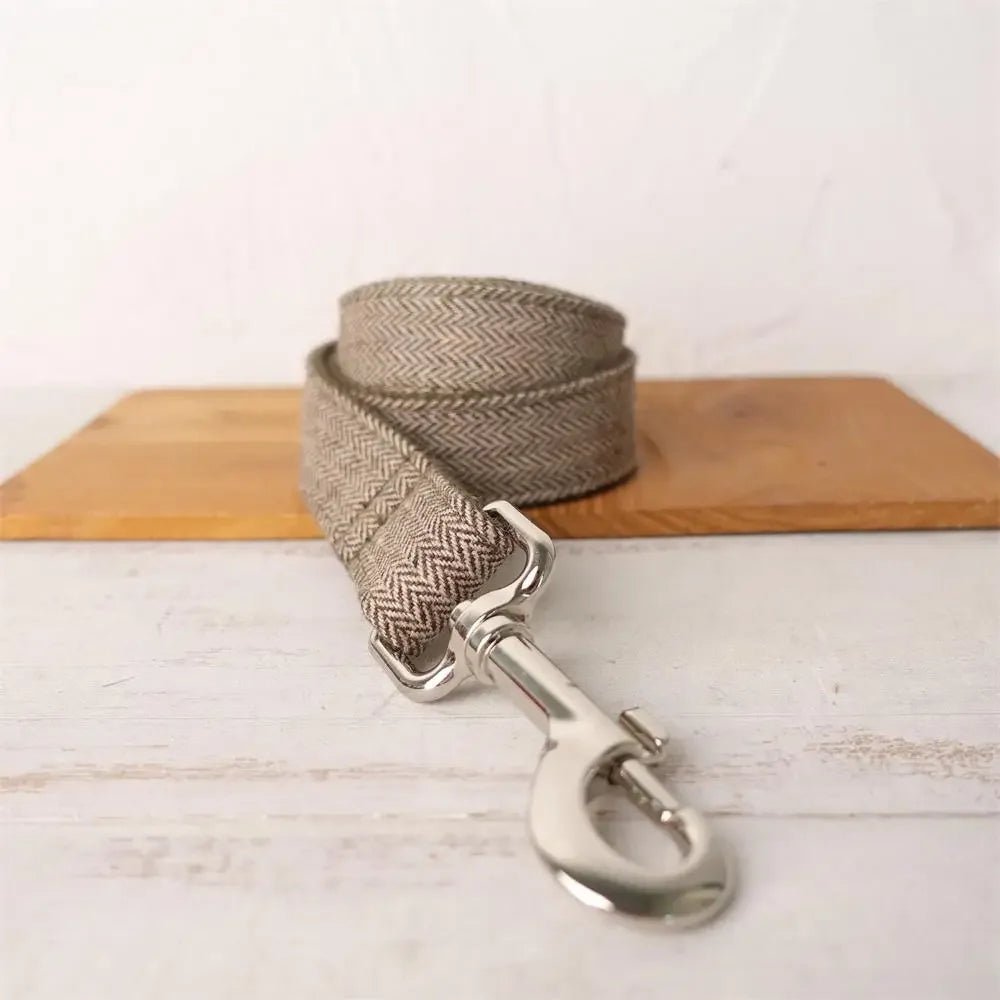 Collier en tissu personnalisable pour chien Oscar et Plume Laisse beige / XS