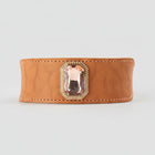 Collier de luxe pour chien en cuir avec un bijou en cristal rose élégant et design raffiné
