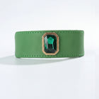 Collier de luxe pour chien en cuir vert avec un élégant bijou en pierre précieuse