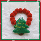 Collier de Noël pour chat et chien avec un motif d'arbre de Noël et des pompons rouges