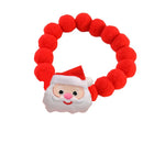 Collier de Noël pour chat et chien avec un motif de Père Noël en peluche et des perles rouges