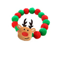Load image into Gallery viewer, Collier de Noël pour chat et chien avec motif de renne et perles colorées rouge et verte
