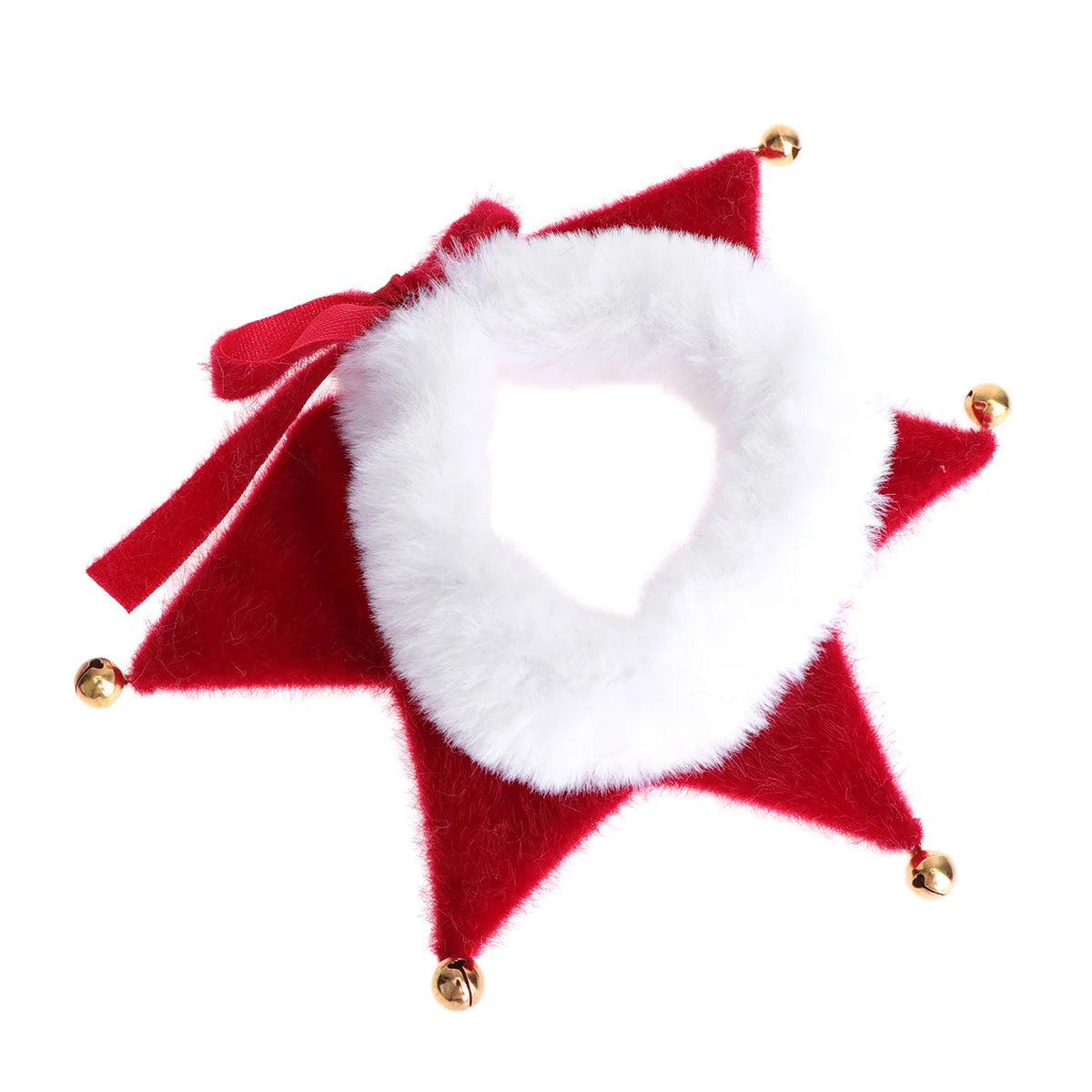 Collier de Noël pour chat et chien en velours rouge avec bordure en fourrure blanche