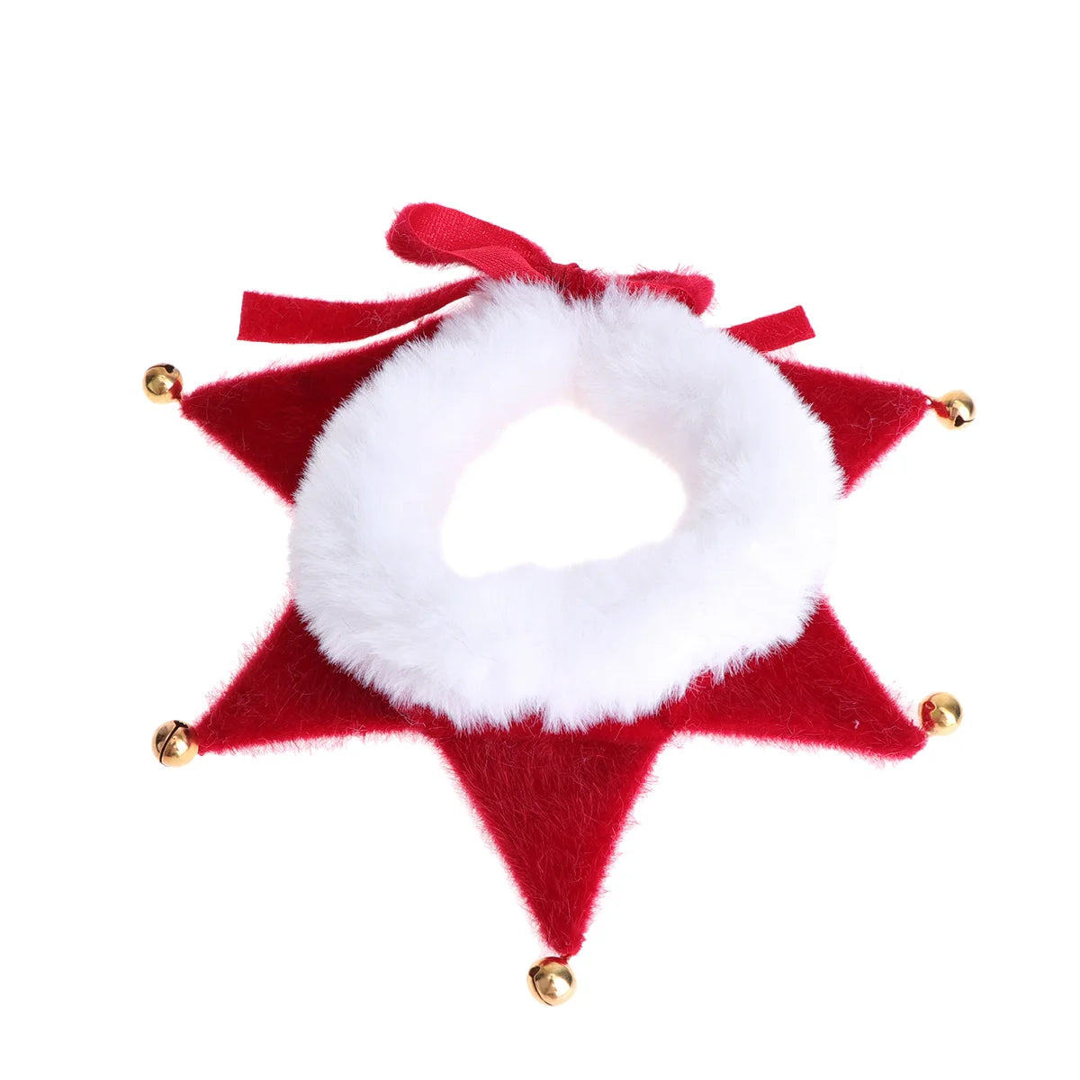 Collier de Noël pour chat et chien en forme d étoile rouge avec décoration en fourrure blanche