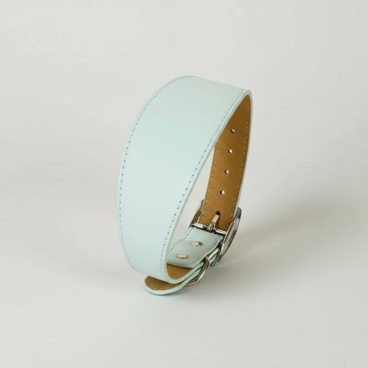 Collier design lévrier blanc en cuir avec boucle métallique pour chien élégant Oscar et Plume