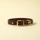 Collier design pour chat en cuir marron orné de petites étoiles dorées par Oscar et Plume