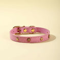 Charger l'image dans la visionneuse de la galerie, Collier design pour chat rose avec clous dorés étoiles et boucle réglable élégant
