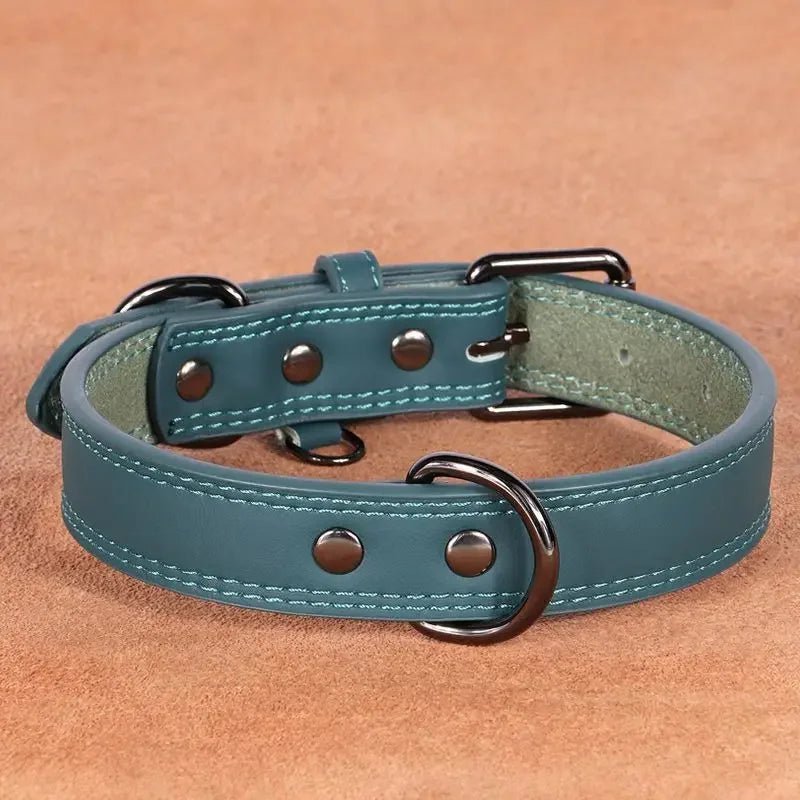 Collier élégant en Cuir pour chien Oscar et Plume Vert / S