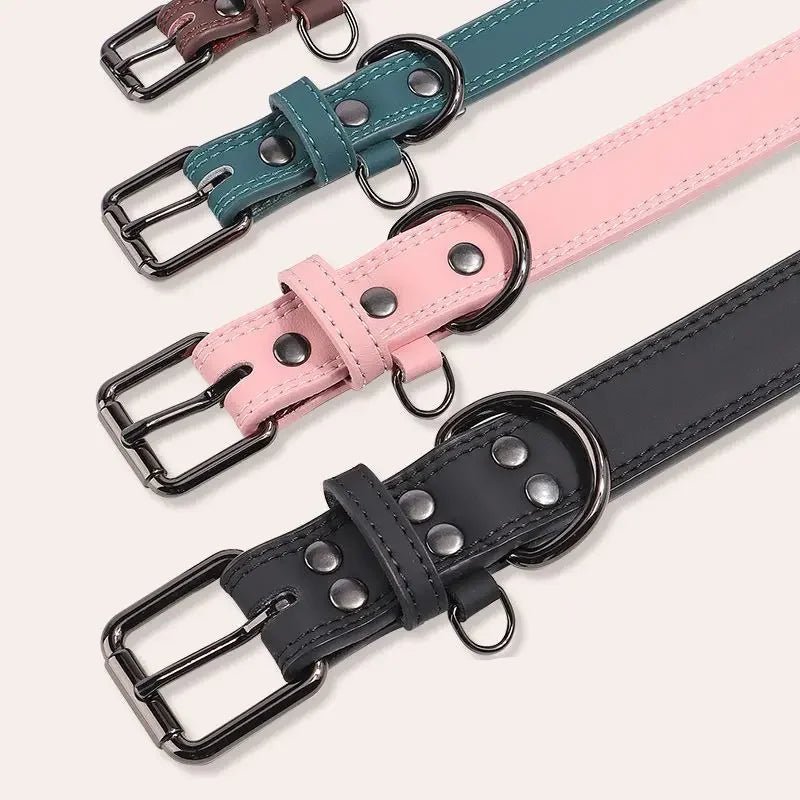 Collier élégant en Cuir pour chien Oscar et Plume Noir / S