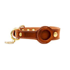 Collier en cuir avec emplacement Airtag en cuir brun et ornements dorés pour chiens