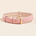 Load image into Gallery viewer, Collier En Cuir Doublé Pour Chien Oscar et Plume Rose / S (25-31 cm)
