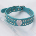 Load image into Gallery viewer, Collier en cuir durable avec brillant pour lévrier et petit chien Oscar et Plume Bleu / 2XS
