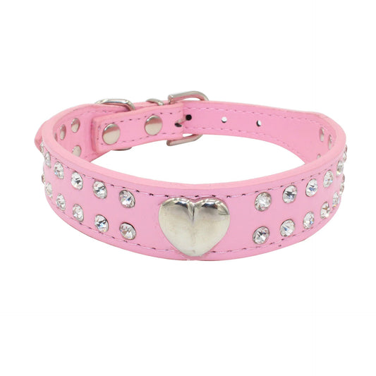 Collier en cuir durable avec brillant pour lévrier et petit chien Oscar et Plume Rose / 2XS