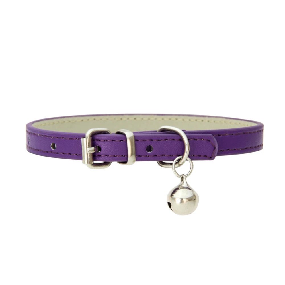 Collier en cuir durable avec clochette Oscar et Plume Violet / XS