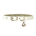 Load image into Gallery viewer, Collier en cuir durable avec clochette Oscar et Plume Blanc / XS
