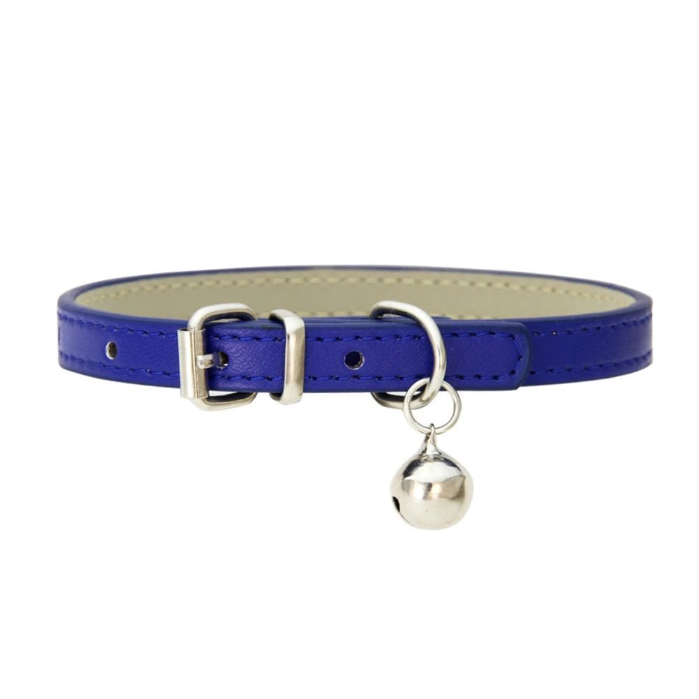 Collier en cuir durable avec clochette Oscar et Plume Bleu marine / XS