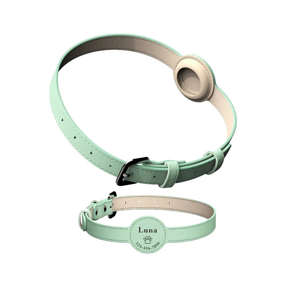 Collier avec emplacement Airtag personnalisable Oscar et Plume Vert / XS