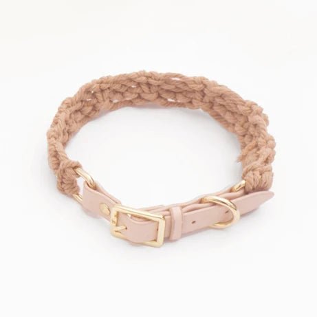 Collier en cuir et coton tressé main pour chien Oscar et Plume Collier marron / S