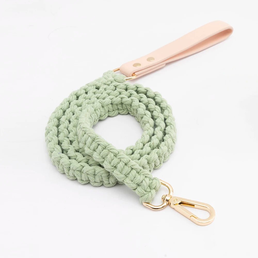 Collier en cuir et coton tressé main pour chien Oscar et Plume